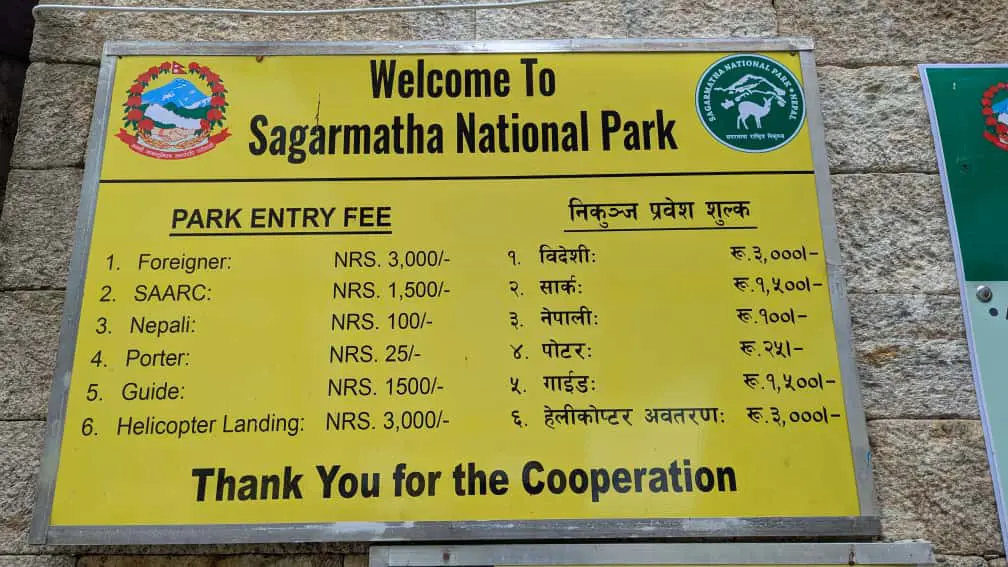 Sagarmatha National Park Entry