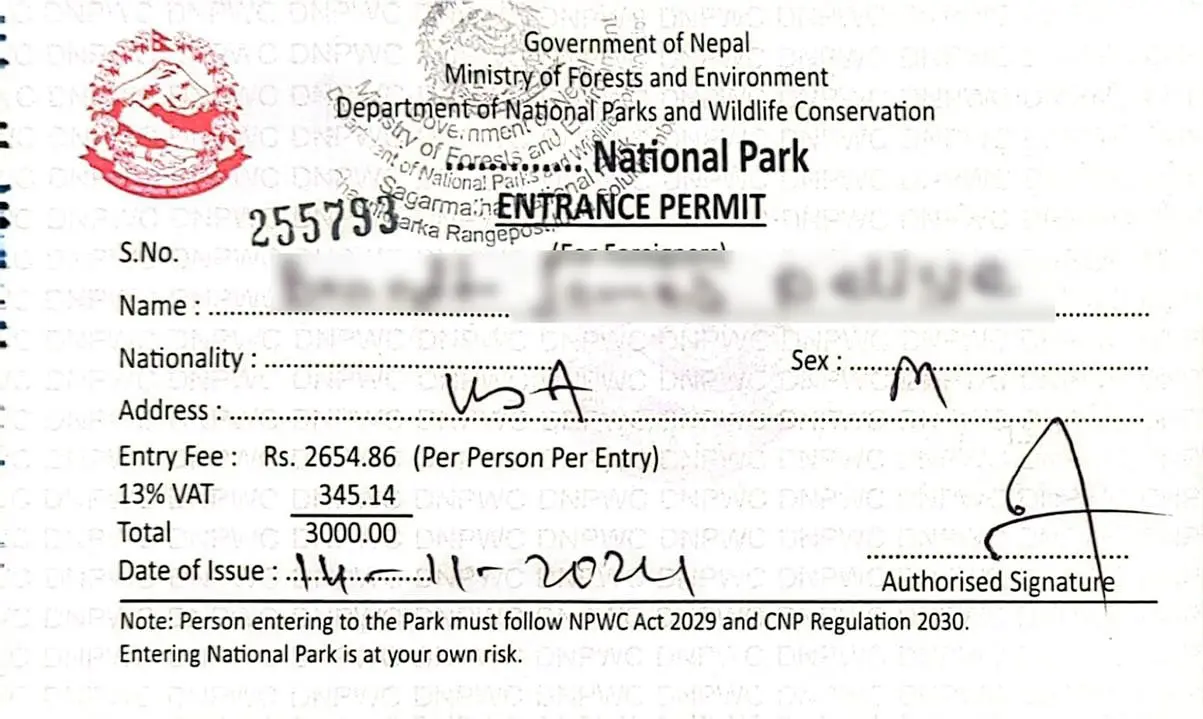 Sagarmatha national park permit.jpg