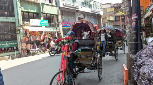 Rickshaw Ride in Thamel Bazaar