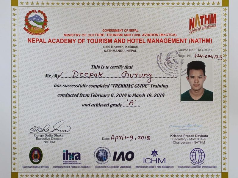 Deepak gurung certificate